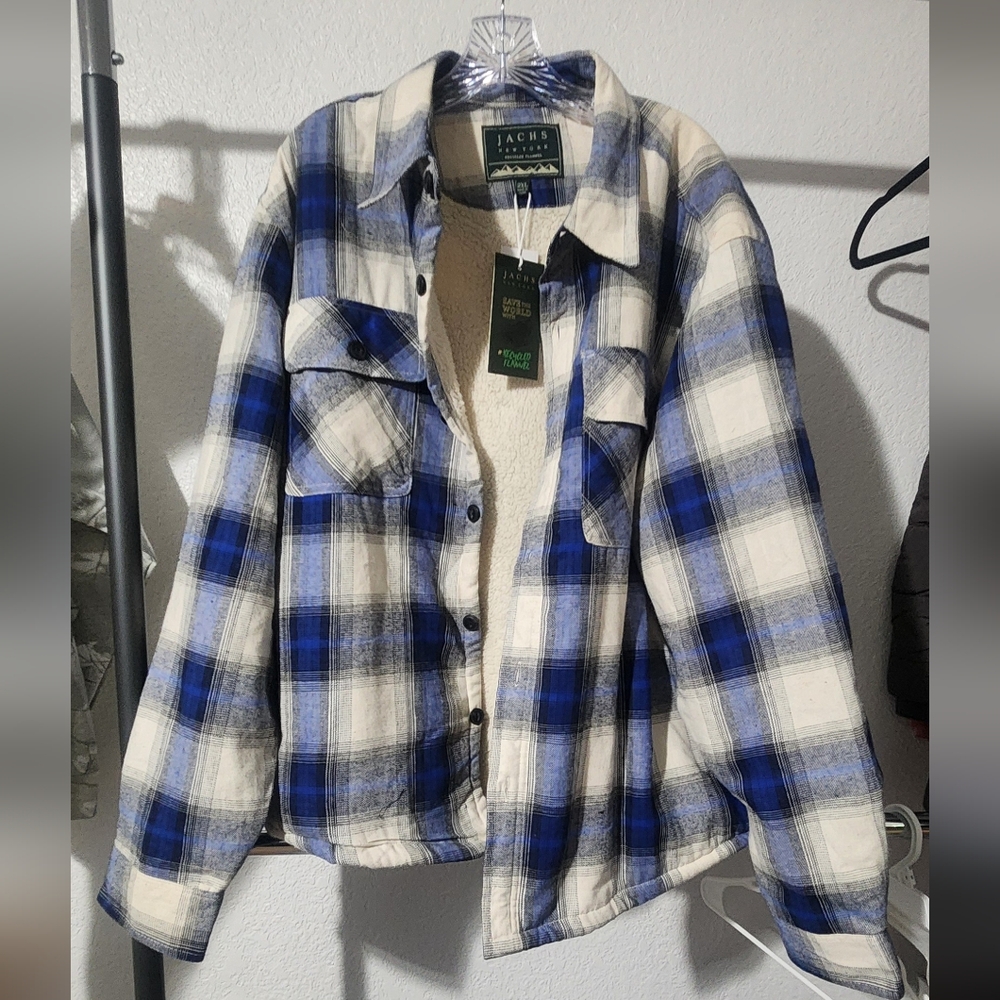 JACHS NY Recyled Flannel Shacket - XXL (Blue/Gray)